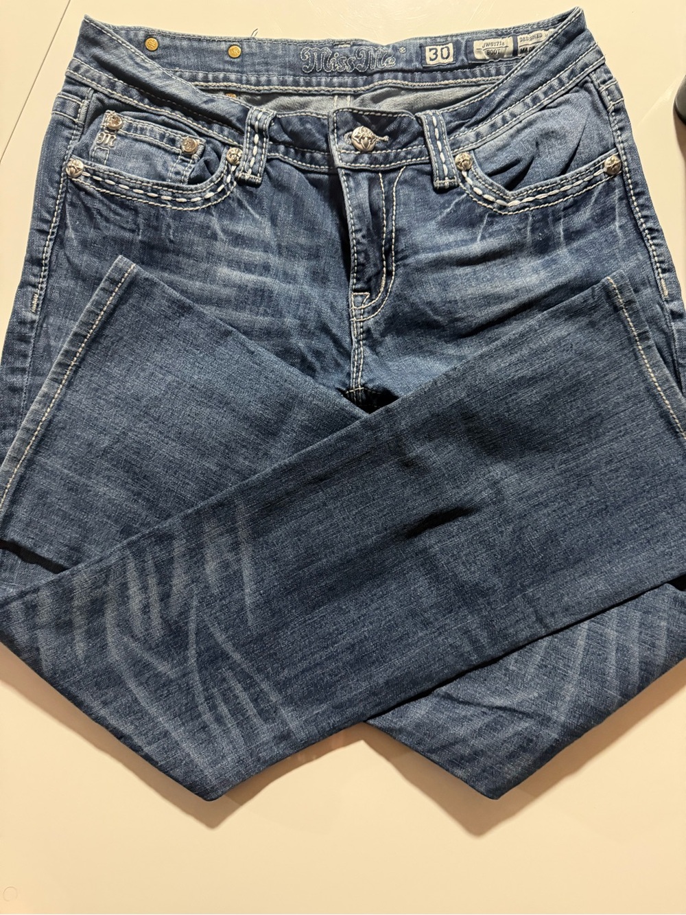 Miss Me Women's Indigo Skinny Jeans with Contrast Stitching